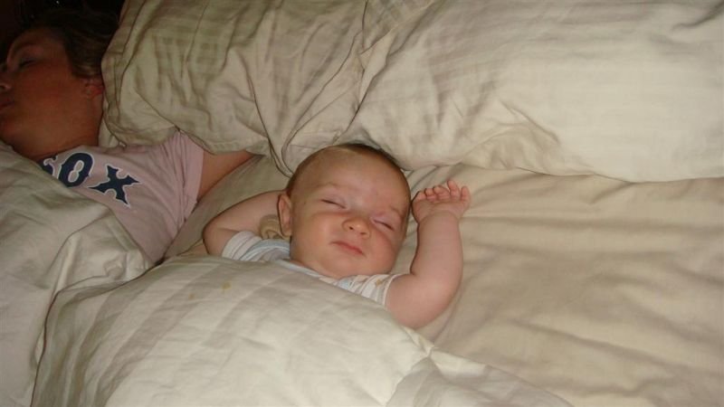 Snoozing with Mama